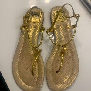 Tory Burch golden sandals.